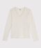 Tee-shirt femme en coton manches longue uni beige chin&eacute;