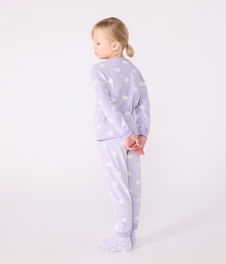 Pyjama enfant en velours imprim&eacute; c&oelig;urs blanc SQUAW/ MARSHMALLOW