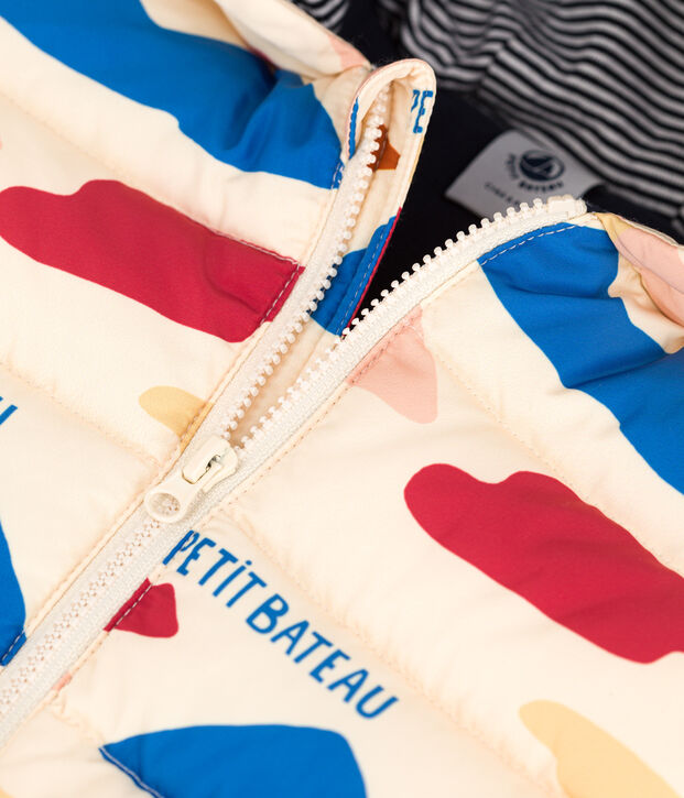 Doudoune recycl&eacute;e b&eacute;b&eacute; imprim&eacute;e &eacute;cru/multicouleur