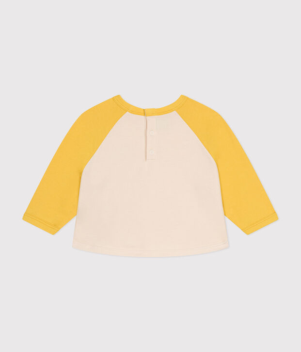 Sweatshirt en molleton l&eacute;ger b&eacute;b&eacute; &eacute;cru/jaune