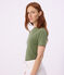 Tee-shirt femme en coton manches courtes uni vert OLIVINE