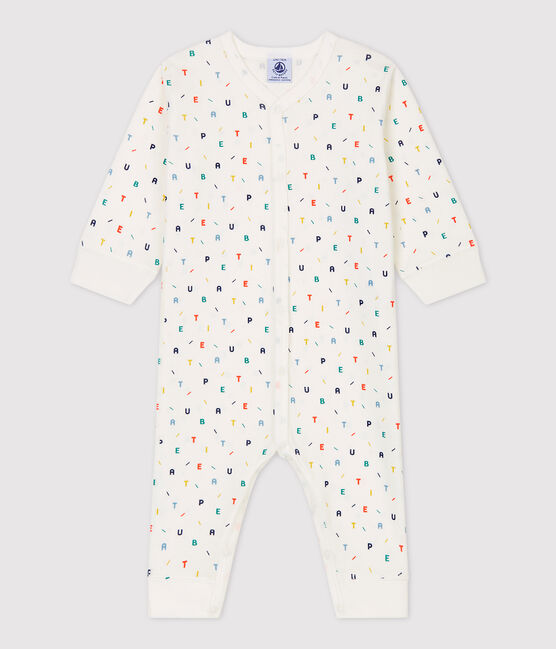 Dors-bien bébé imprimé lettres multicolores en coton biologique blanc MARSHMALLOW/blanc MULTICO