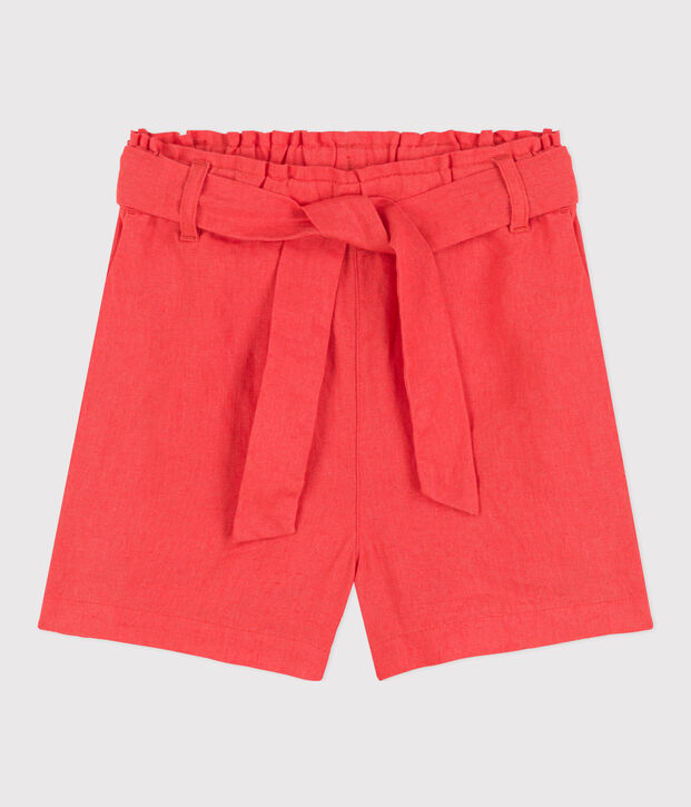 Short en lin enfant fille orange