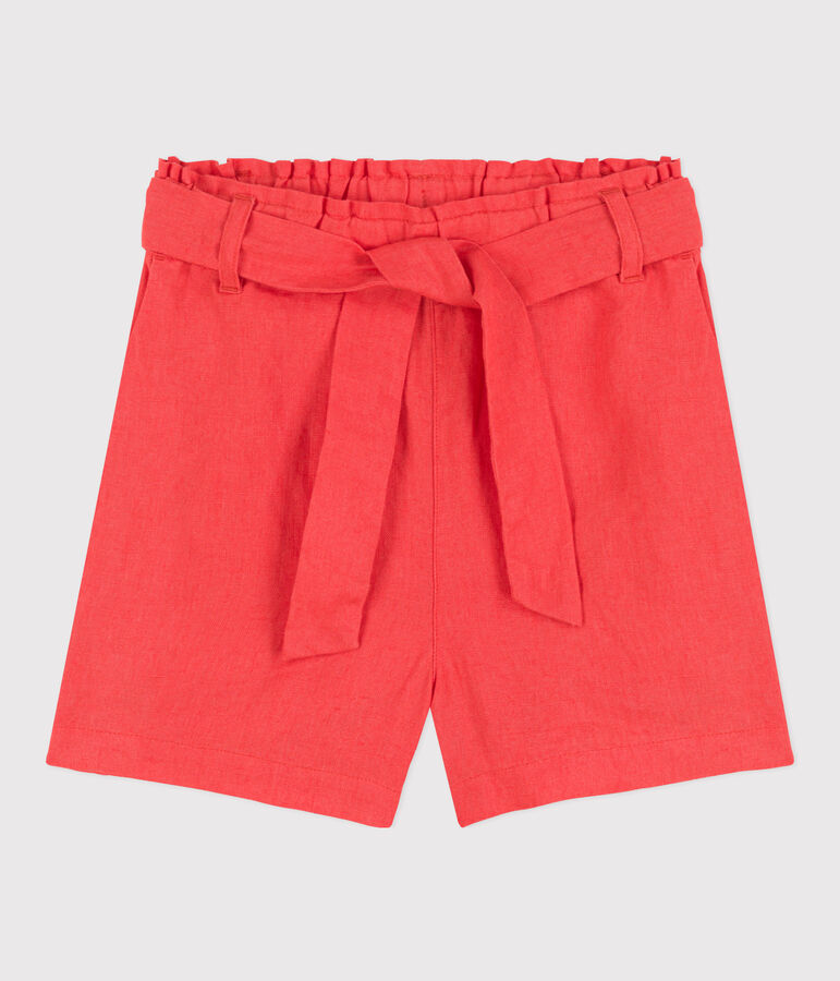 Short en lin enfant fille orange JUPITER