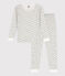 Pyjama ajusté en coton petite fille blanc MARSHMALLOW/blanc MULTICO