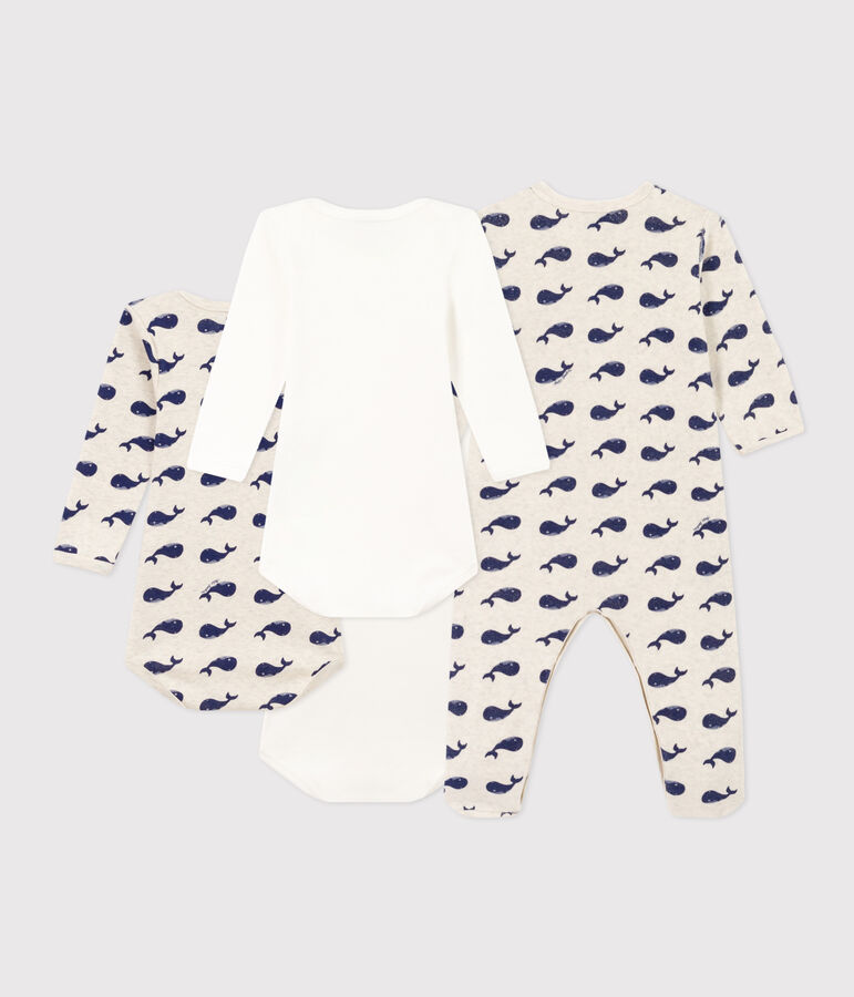 Lot de 1 pyjama b&eacute;b&eacute; et 3 bodies baleines variante 1