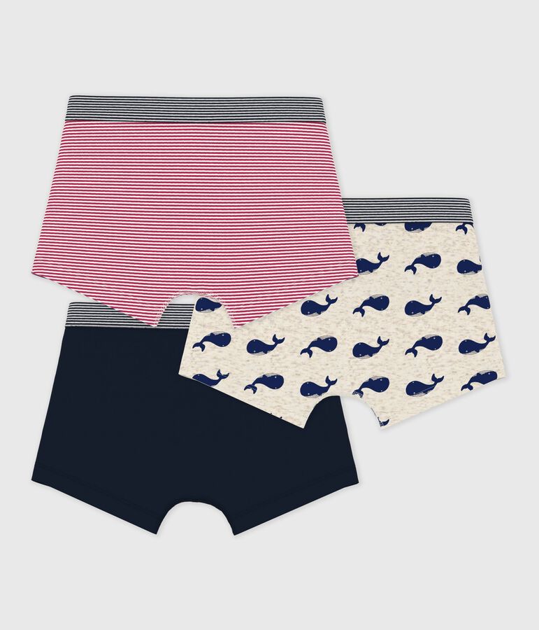 Lot de 3 boxers enfant en coton imprim&eacute; baleines variante 1