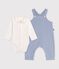 Ensemble salopette et body b&eacute;b&eacute; en coton avec col uni bleu clair