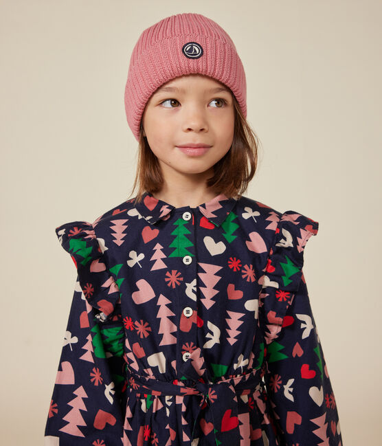 Robe manches longues en flanelle enfant fille bleu SMOKING/blanc MULTICO