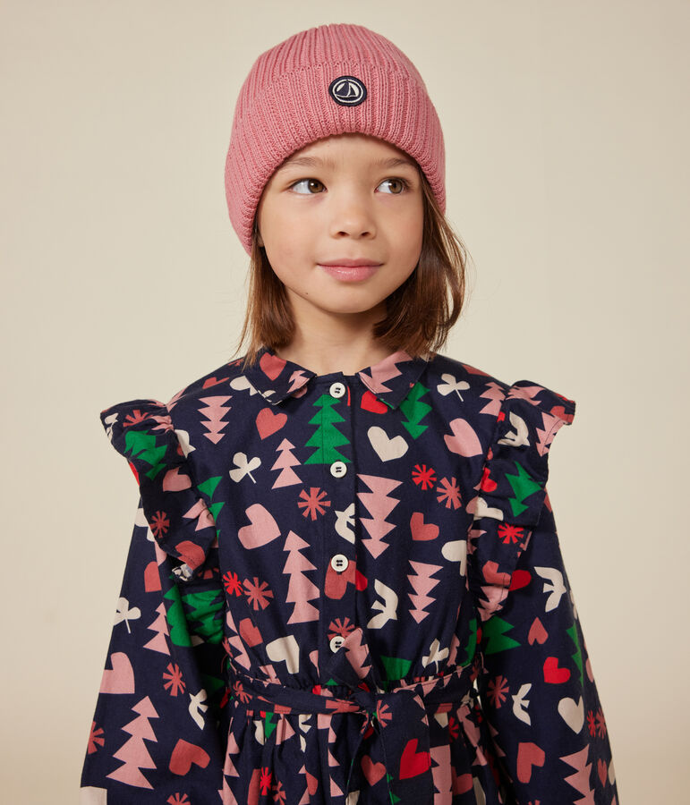 Robe manches longues en flanelle enfant fille bleu SMOKING/blanc MULTICO