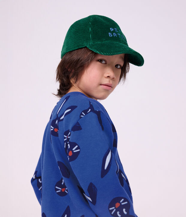 Sweatshirt enfant en coton imprim&eacute; animalier bleu/multicouleur