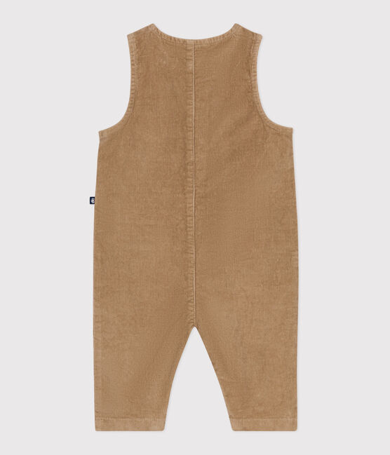 Combinaison longue bébé en velours uni beige ROCHE CLAIR