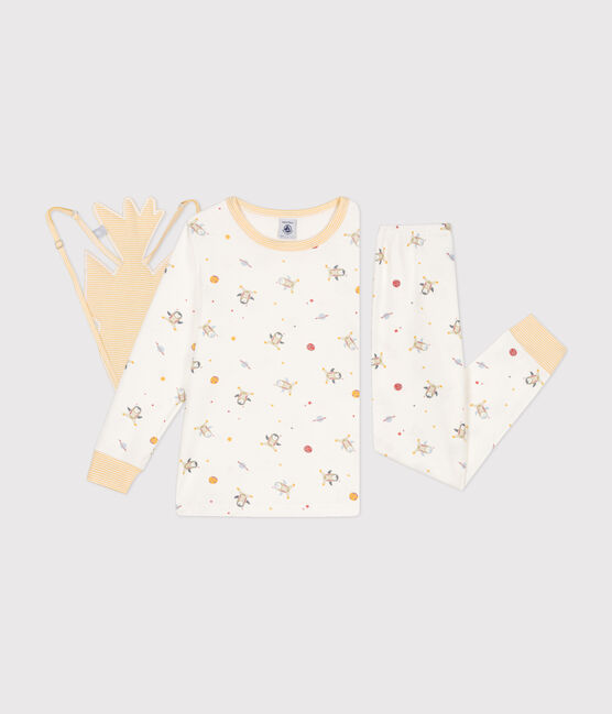 Pyjama déguisement en coton imprimé espace enfant blanc MARSHMALLOW/blanc MULTICO