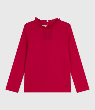 T-shirt côtelé manches longues - Rouge - Fille - 1.50