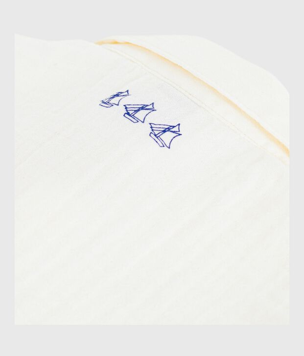 Chemise b&eacute;b&eacute; en coton &agrave; manches courtes, unie blanc