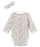 Body à col manches longues et bandeau bébé fille imprimé blanc MARSHMALLOW/blanc MULTICO