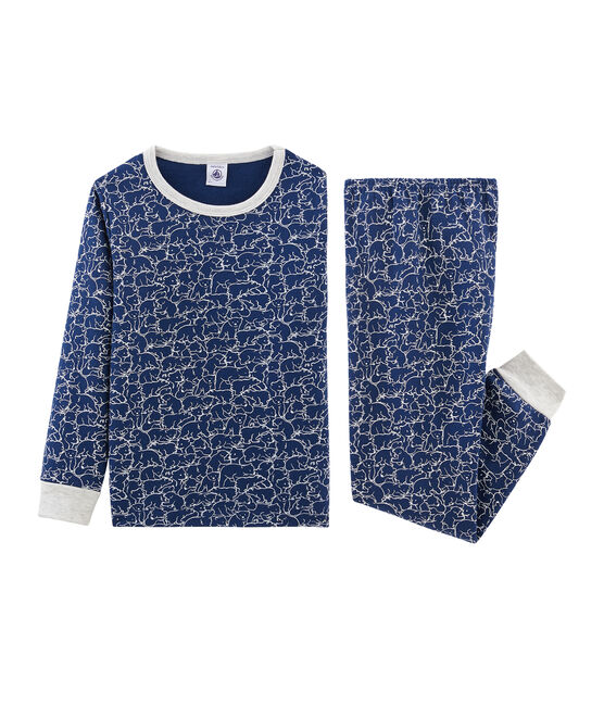 Pyjama petit garçon en molleton bleu MAJOR/blanc MARSHMALLOW