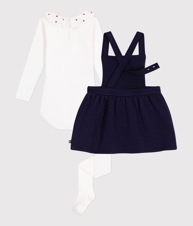 Ensemble cadeau b&eacute;b&eacute; en coton : robe, body et collant multicouleur