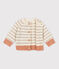 Cardigan à rayures bébé en tricot laine  blanc MARSHMALLOW/blanc MULTICO