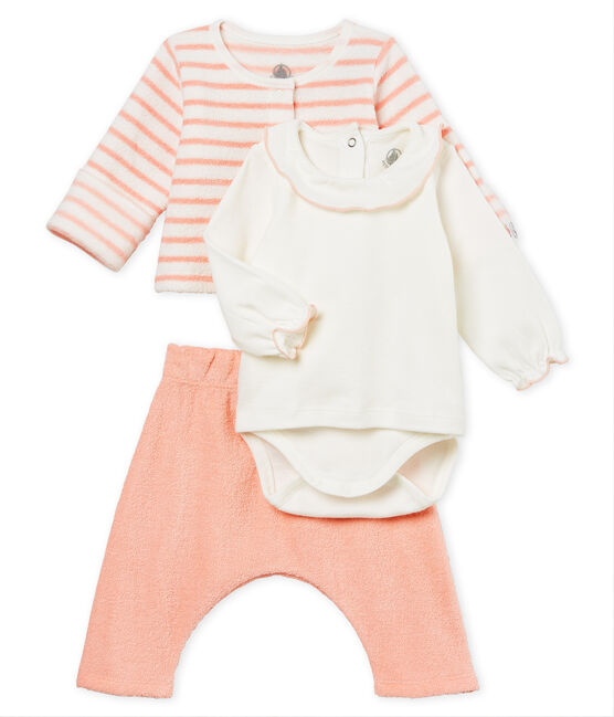 Ensemble 3 pièces bébé fille blanc MARSHMALLOW/rose ROSAKO CN