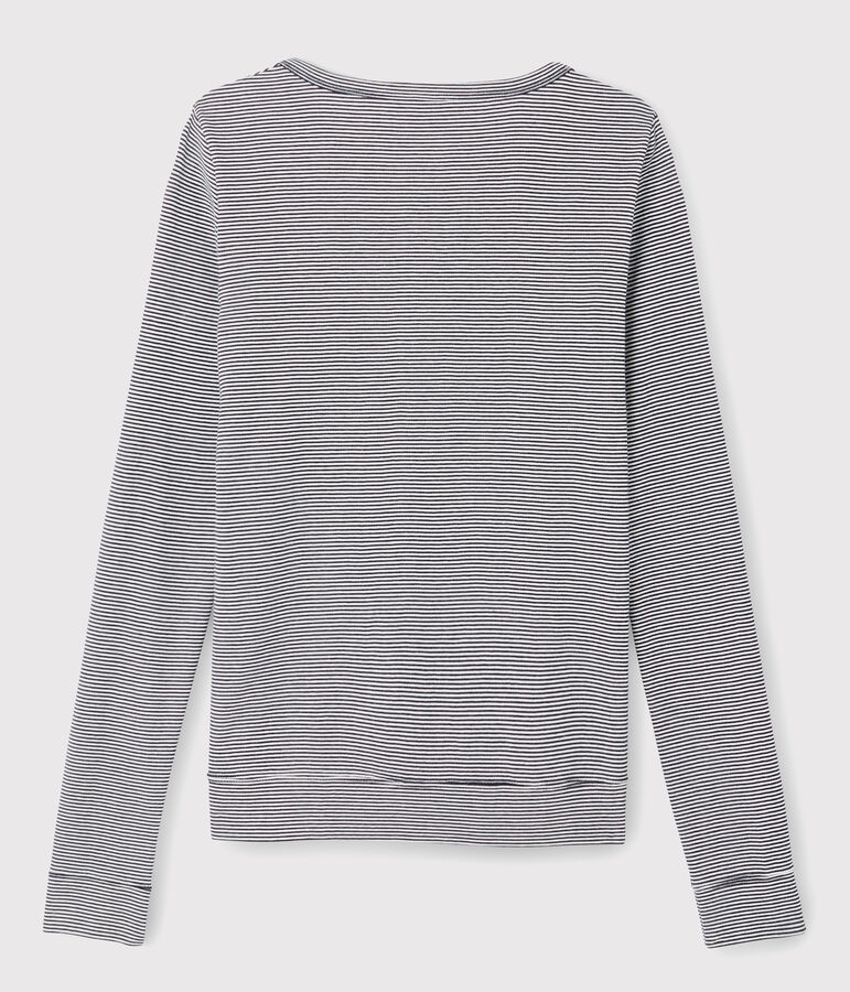 Cardigan iconique en coton ray&eacute; Femme bleu SMOKING/blanc MARSHMALLOW