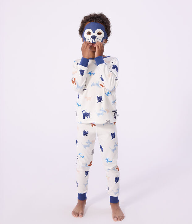 Pyjama d&eacute;guisement enfant en coton imprim&eacute; chiens blanc/multicouleur