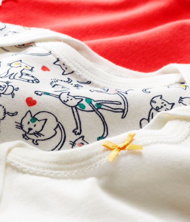 Trio de bodies manches longues b&eacute;b&eacute; fille multicouleur