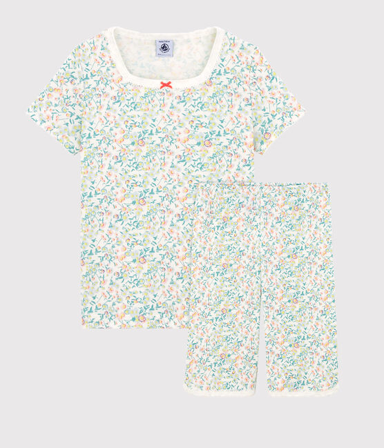 Pyjacourt petite fille en côte blanc MARSHMALLOW/blanc MULTICO