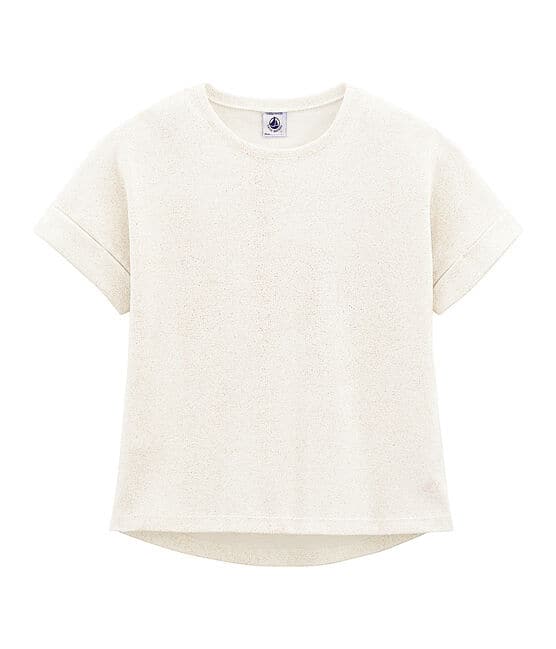 Tee-shirt à manches courtes enfant fille blanc MARSHMALLOW/rose COPPER