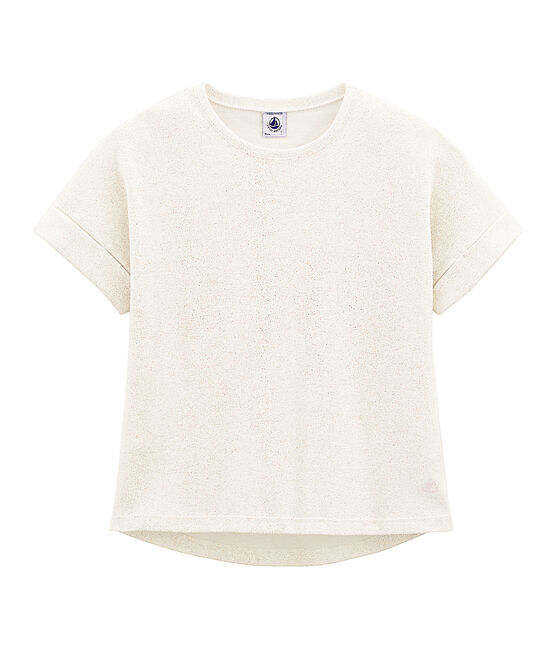 Tee-shirt à manches courtes enfant fille blanc MARSHMALLOW/rose COPPER