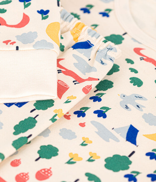 Pyjama en molleton gratt&eacute; imprim&eacute; for&ecirc;t enfant &eacute;cru/multicouleur