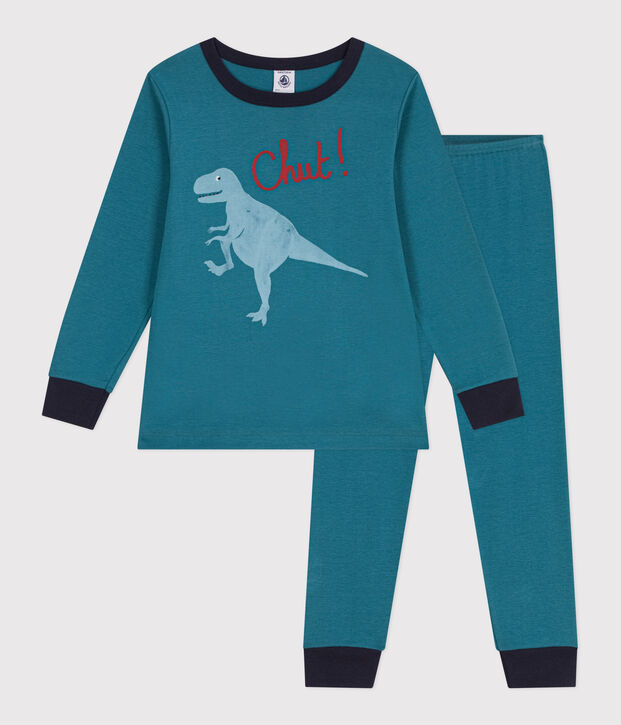 Pyjama enfant en coton manches longues dinosaure vert