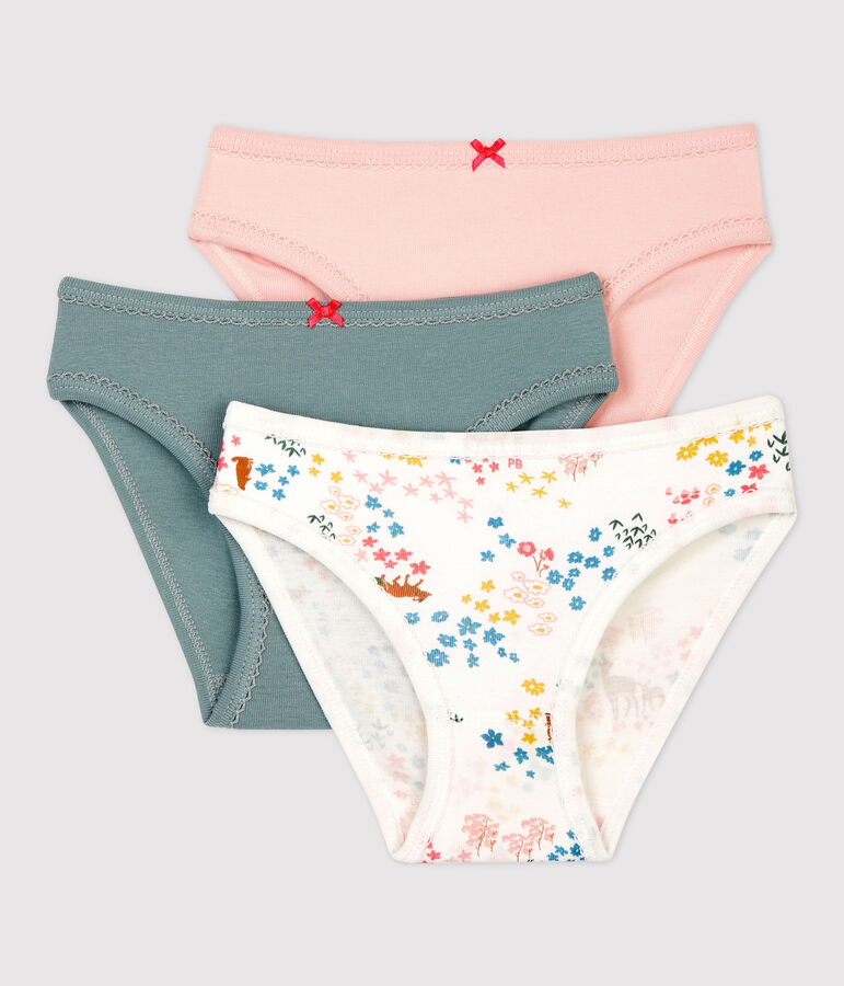 Lot de 3 culottes petite fille en coton biologique multicouleur