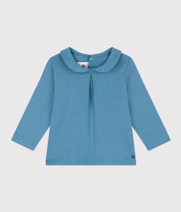 Blouse manches longues en coton b&eacute;b&eacute; bleu