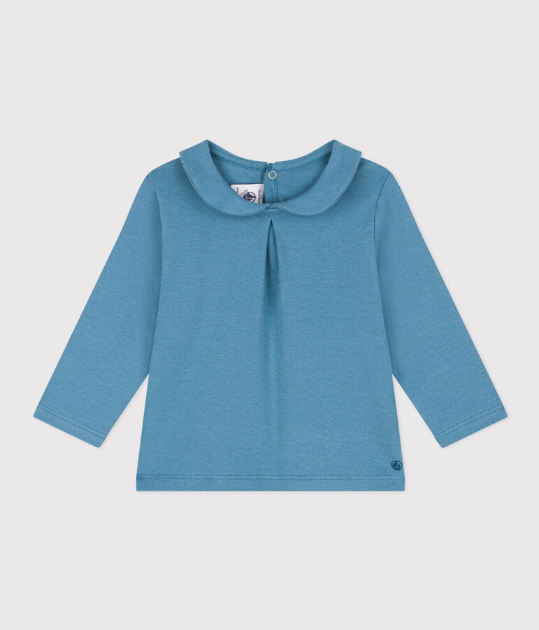 Blouse manches longues en coton b&eacute;b&eacute; bleu POLOCHON