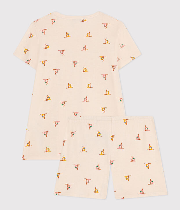 Pyjama short imprim&eacute; animal en coton enfant &eacute;cru/multicouleur