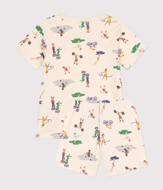 Pyjama short en coton imprimé multi sports enfant blanc AVALANCHE/ MULTICO