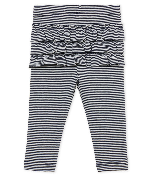 Legging b&eacute;b&eacute; fille milleraies bleu/blanc