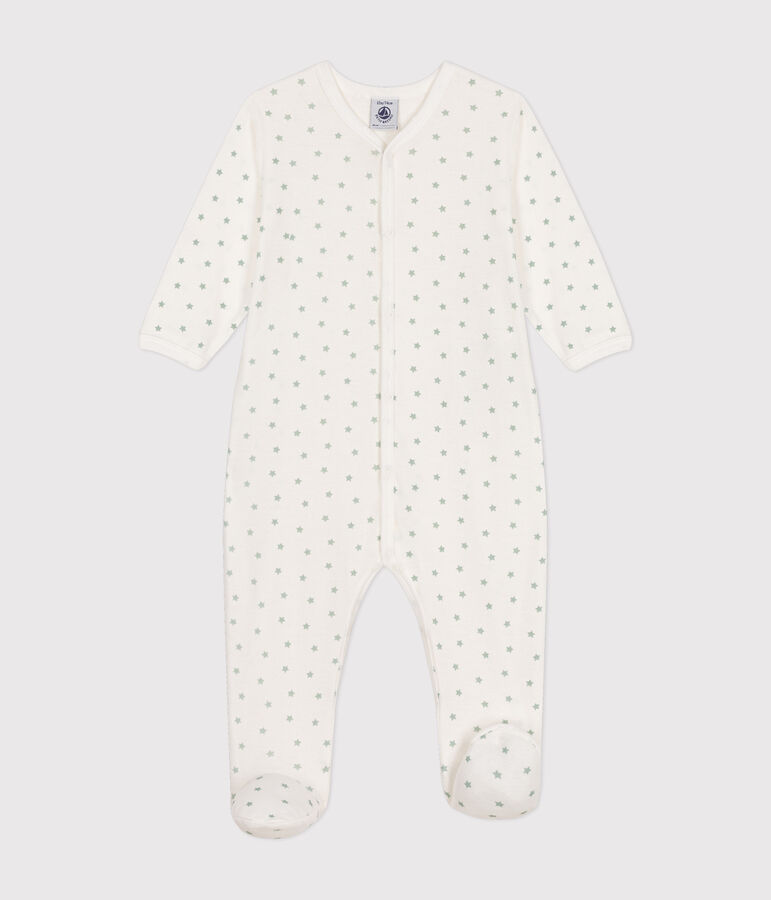 Pyjama b&eacute;b&eacute; petit &eacute;toile en coton blanc MARSHMALLOW/ HERBIER