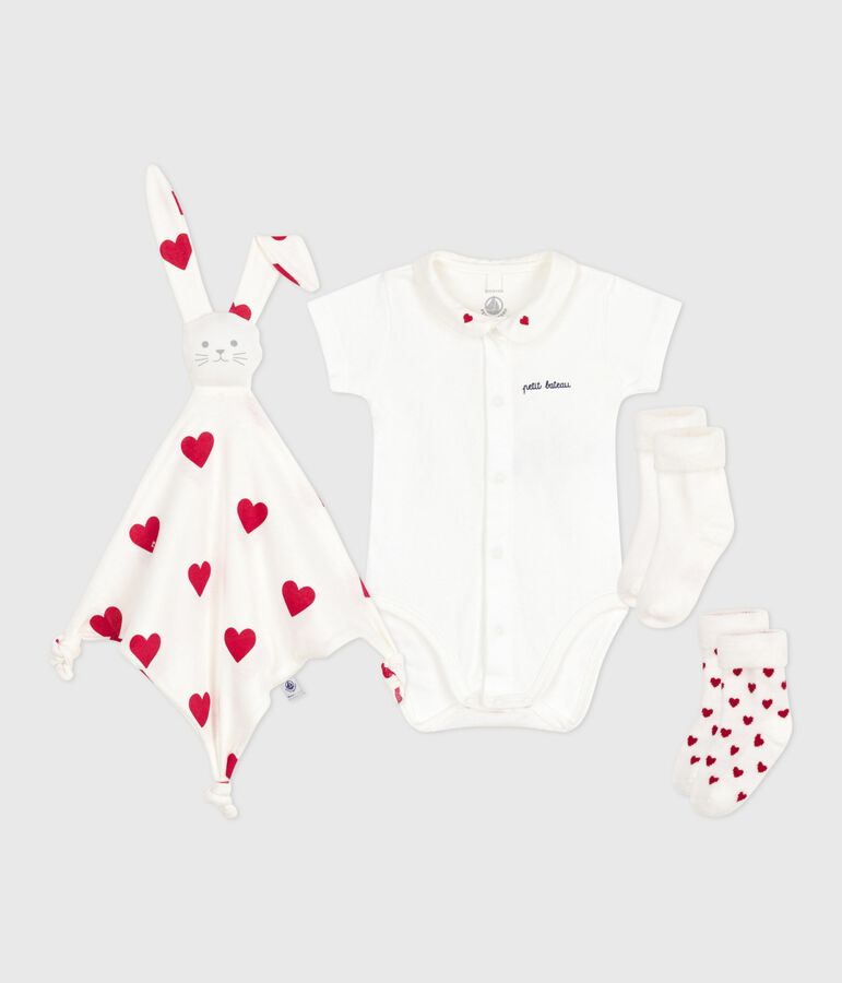 Ensemble cadeau naissance body, doudou et chaussettes en coton variante 1