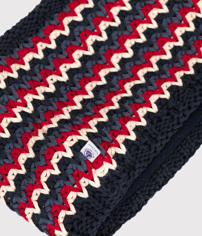 Snood enfant gar&ccedil;on-fille bleu SMOKING/blanc MULTICO