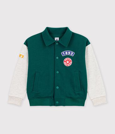 Veste teddy enfant en coton uni colorblock