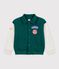 Veste teddy enfant en coton uni colorblock vert/beige