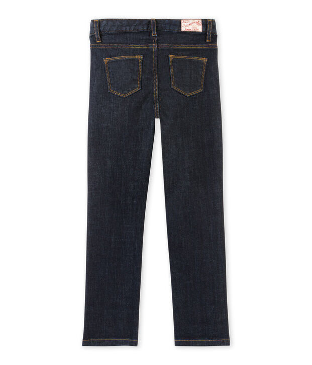 Pantalon fille en jean brut bleu