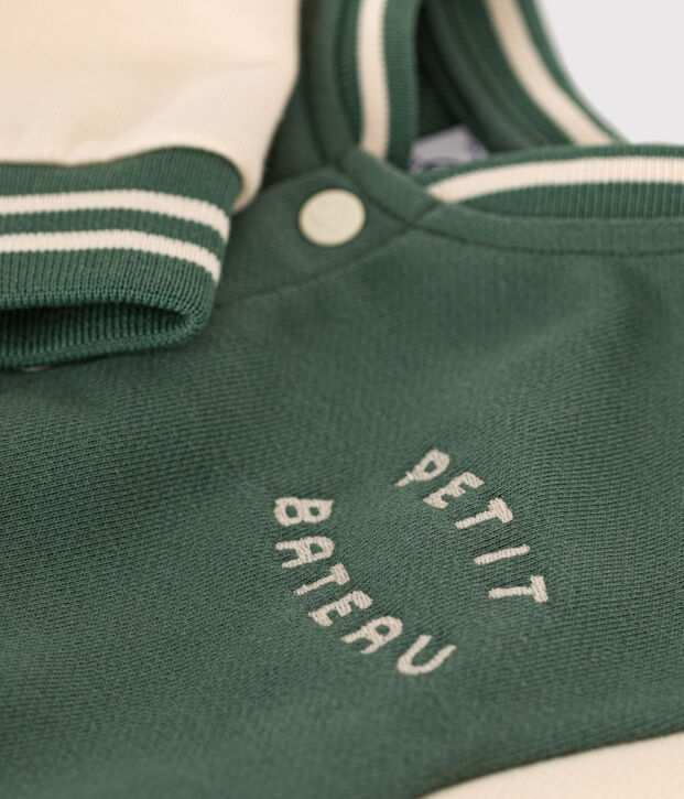 Teddy en molleton b&eacute;b&eacute; vert/&eacute;cru