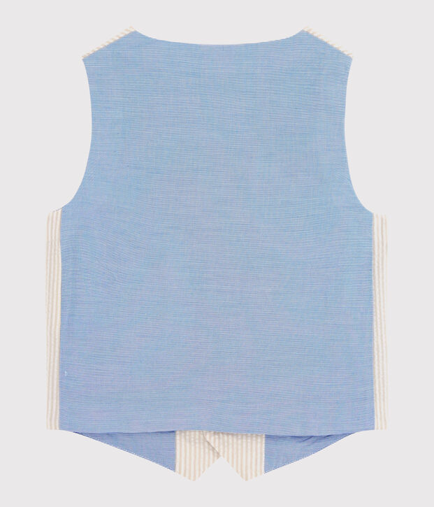 Gilet sans manches garcon beige/blanc