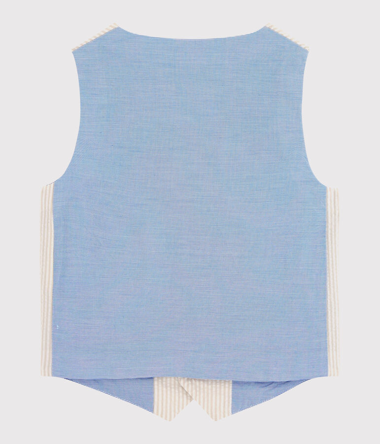 Gilet sans manches garcon beige/blanc