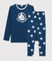 Pyjama à étoiles mixte en côte bleu MAJOR/blanc ECUME