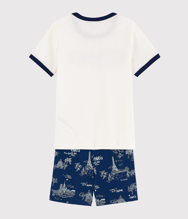 Pyjacourt toile de jouy Paris petit gar&ccedil;on en coton bleu/multicouleur