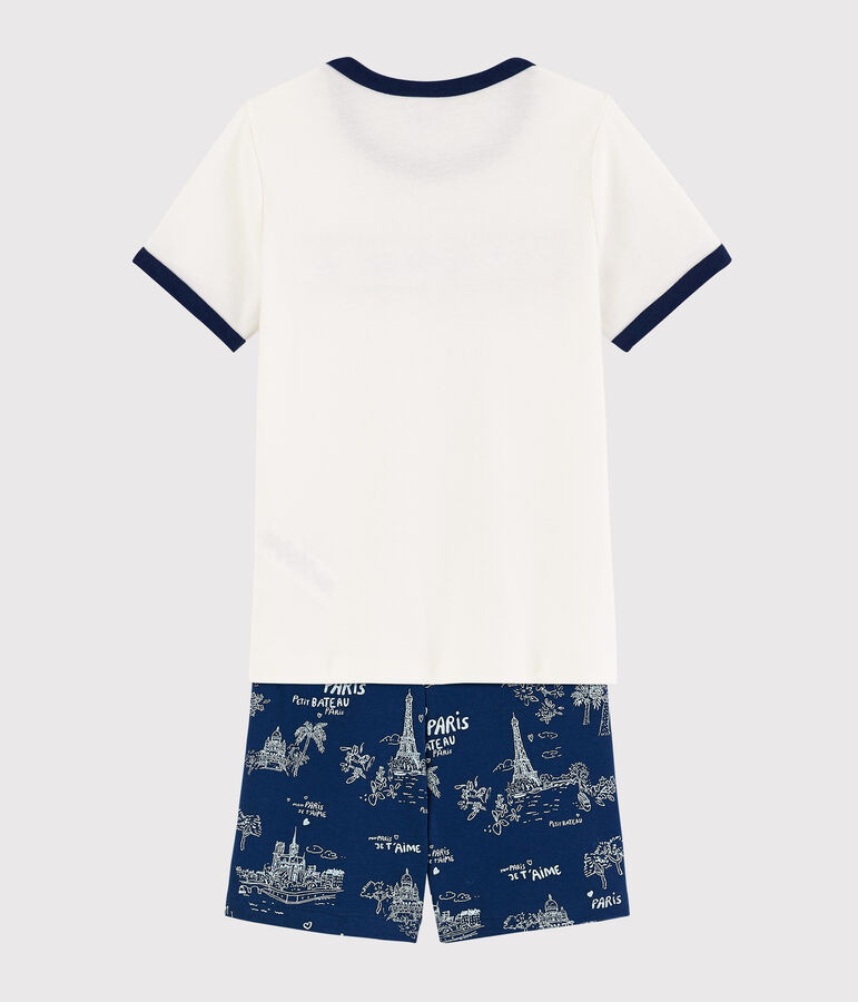 Pyjacourt toile de jouy Paris petit gar&ccedil;on en coton bleu MEDIEVAL/blanc MULTICO